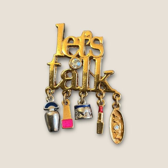 Avon Jewelry - Avon Lets Talk Charm Lipstick Perfume Nail Polish Brooch